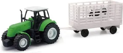 Produktbild von Grüner Traktor mit Viehanhänger und 1 Kuh, NEW05685D, Maßstab1/32, NEWRAY