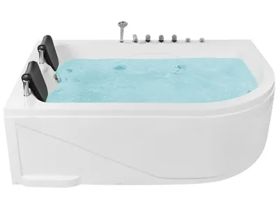 Produktbild von BELIANI Whirpool-Badewanne Weiß Rechts 180 x 120 cm mit LED-Beleuchtung SPA Modern