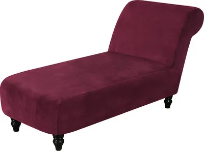 Produktbild von Samt Armless Lounge Chaise Schonbezug, Stretch Chaise Longue Abdeckung Haustier Möbel Abdeckung, Maschine waschbar Recliner Sofa Slipcover, Weinrot