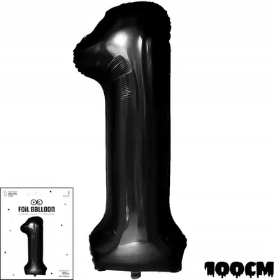 Obrázek produktu pro FOLE BALLON DIGITAL DIGITAL 1 BLACK FOR BIRTHDAY EVENT Party 100cm