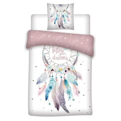 Zdjęcie produktu dla Komplet pościeli "Dreamcatcher", różowy, 2-częściowy, składający się z:
- poszewki na kołdrę: 135x200 cm
- poszewki na poduszkę: 80x80 cm
Materiał: flanela/biber z 100% bawełny, zapinana na zamek