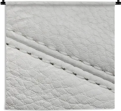 Produktbild von MuchoWow® Wandteppich Wandbehang Weißer Lederhintergrund 120x120 cm Tapisserie Dekoration Wandtuch - Modern - Baumwollgewebe
