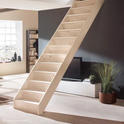Produktbild von Holztreppe Intercon Savoy | Fichte | gerader Verlauf | ohne Geländer | mit Setzstufen