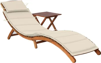 Produktbild von Möbel Sonnenliege mit Tisch und Auflage Massivholz Akazie - Gartenliegen 3061589