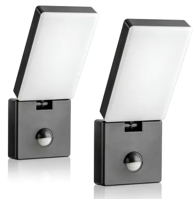 2x LED Aussenleuchte Bewegungsmelder Wand Leuchte anthrazit Sensor 15W SEBSON
