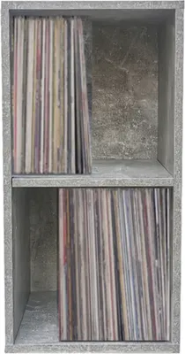 Produktbild von Aufbewahrungsschrank für Vinyl-LP-Schallplatten - 2 Fächer - grauer Beton