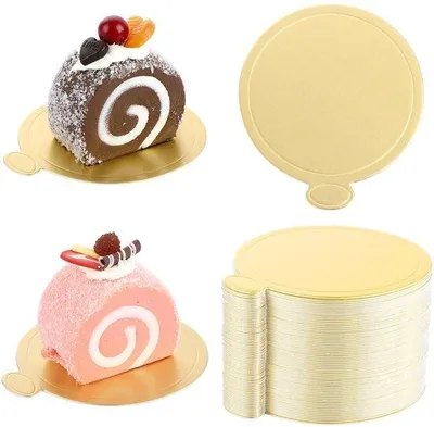Image de Assiette à gâteau ronde - Moules à gâteau dorées - Diamètre 9 cm
