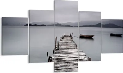 Produktbild von Bild auf Leinwand - Leinwandbild - Brücke See - 125x70cm - Wand Bild - Wanddeko - Wandbilder - Leinwanddruck - Bilder - Kunstdruck - Wanddekoration - Leinwand bilder - Wandkunst - EA125x70-3547