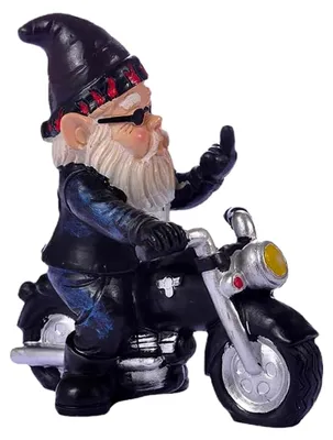 Produktbild von Gartenzwerg Motorrad-Skulptur mit Mittelfinger, wetterfeste Gartendekoration, humorvolle Statue für den Außenbereich, Geschenkideen für Männer, Balkon-Dekoration