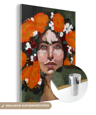Obrázok produktu pre MuchoWow® Sklenené obrazy - Obrazy na stenu - Fotka na skle Abstrakt - Žena - Portrét - Obraz 30x40 cm Nástenná dekorácia zo skla - Akrylový sklenený obraz - Akrylové obrazy - Obývacia izba - Fotografie