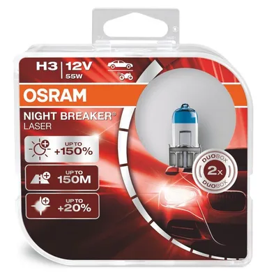 Produktbild von 2 Stück OSRAM NIGHT BREAKER LASER +150% Next Generation Lampen Birnen für Scheinwerfer / Fassung H3