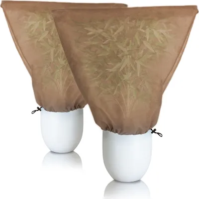 Produktbild von BigDean 2er Set XXL Winterschutz Kübelpflanzensack 120 x 180 cm BRAUN Pflanzenschutzsack Wintervlies Schutzhaube Vlieshaube für Pflanzen extra stark