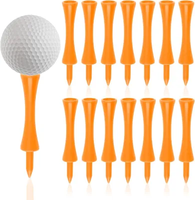 Imagen del producto de Casquillos de golf de plástico, 70 mm, 100 unidades, color naranja, para entrenamiento