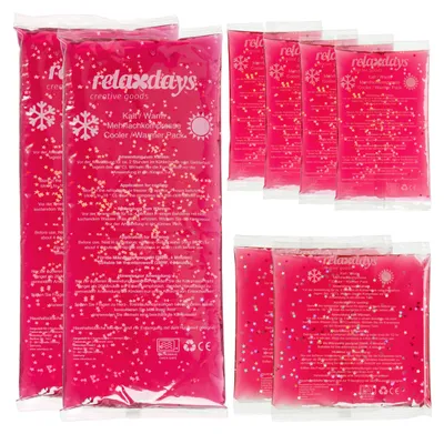 Image de Coussins rafraîchissants Relaxdays, lot de 8, 3 tailles, compresses chaudes et froides, packs rafraîchissants en gel, compresses rafraîchissantes en gel réutilisables, rose