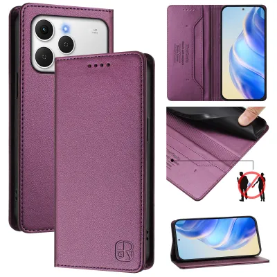 Produktbild von Lederhülle für Tecno Spark 40 4G Hülle Flip Brieftasche Kartenfächern Ständer Schutzhülle Lila