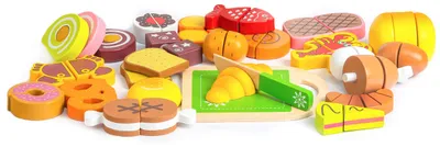 Obrázek produktu pro ECOTOYS TL87115 Sada dětských dřevěných potravin na krájení 23 ks