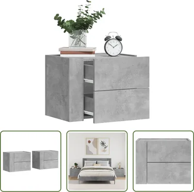 Produktbild von The Living Store Wand-Nachttische 2 Stk. Betongrau 45x30x35 cm