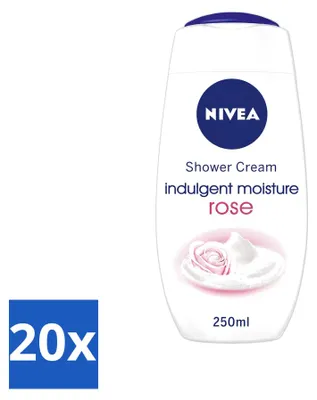 Productafbeelding van 20 x NIVEA Indulgent Moisture Rose Douchecrème - 250 ml - Voordeelverpakking - 20 stuks