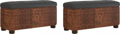 Produktbild von vidaXL Sitzbänke mit Stauraum und Kissen in Braun 2 Stk. 69 cm Rohrkolben