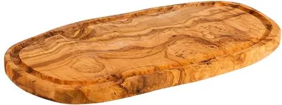 Produktbild von APS 1021 Servierbrett OLIVE, 34,5 x 18,5 cm, Höhe 2 cm, mit Saftrille, Olivenholz, naturbedingte Abweichung in Form, Maserung und Größe