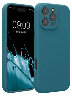 Produktbild von kwmobile Handyhülle für Apple iPhone 16 Pro Max Hülle - gummierte Handy Silikon Case für iPhone 16 Pro Max - Schutzhülle Cover - Petrol matt