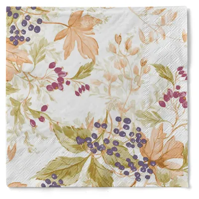Produktbild von MANK Serviette Erika aus Tissue, 3-lagig, 33 x 33 cm, 1/4 Falz, 100 Stück - Herbstdesign
