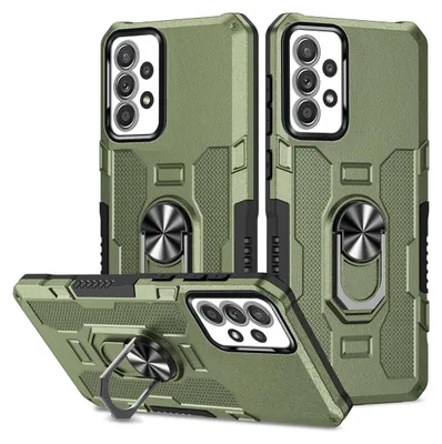 Immagine prodotto di Galaxy A52 Case, resistente custodia a doppio strato con supporto ad anello e supporto per Samsung Galaxy A52S 5G / A52 5G / A52 4G verde
