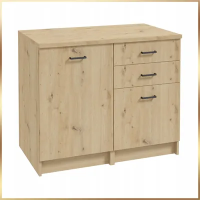 Produktbild von Küchenmöbel Set mit Hängeschrank Eiche Artisan 100cm Arbeitsplatte Ober Unterschränke Schubladen Küchenzeile ohne Spüle Armatur