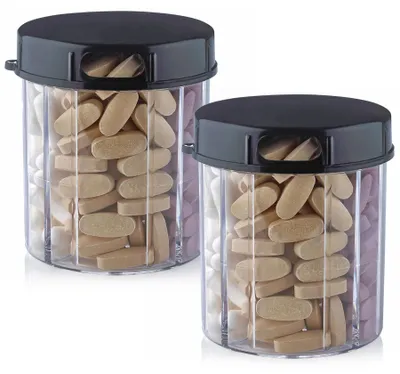 Productafbeelding van Ronde Pillendoos met 4 Vakken (2 Stuks)