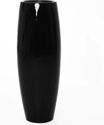 Image de VIVANNO Vase de sol en fibre de verre MAGNUM Rond, noir brillant - 30x80 cm