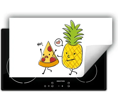 Produktbild von DarHaus Herdabdeckplatte 90x52 cm Anti Rutsch Matte Aufrollbar, Pizza - Ananas
