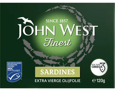 Obrázek produktu pro John West Sardinky v extra panenském olivovém oleji, 120g - jemné filety sardinek