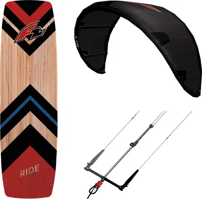 Produktbild von F2 Set Kite Ride V5 7qm + Kiteboard Ride Lightwind Wood 148cm + Control Bar 46cm