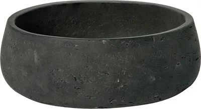 A dark gray, textured planter bowl shown from a slightly elevated side angle.