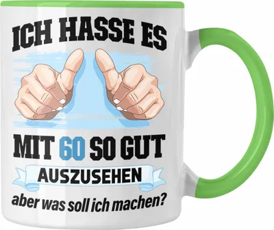 Produktbild von Trendation - 60. Geburtstag Tasse Frau Männer Geschenk 60er Geschenkidee 60 Mutter Vater Mann Frauen Lustig Geschenke Deko (Grün)