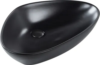Produktbild von BELIANI Waschbecken Schwarz Keramik Asymmetrisch 60x39 cm ohne Überlauf ohne Ablaufgarnitur Bad Ausstattung Waschschale Waschtisch Aufsatzwaschbecken
