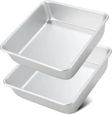 Image de Moules à pâtisserie carrés, ensemble de 2 pièces, 21,5 x 21,5 x 6 cm, pour brownies et lasagnes