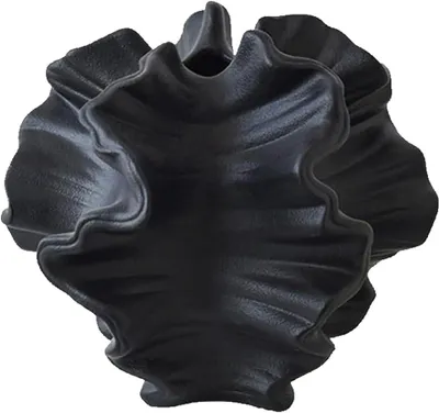 Zdjęcie produktu dla Wazon ceramiczny, falista faktura, 30 cm, czarny, idealny do nowoczesnych wnętrz