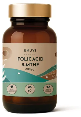 Produktbild von UNUVI - Folsäure Methylierter 5-MTHF 800 mcg | 60 vegetarische kapseln