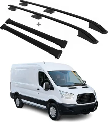 Image de Kit Barres de toit pour Ford Transit 2012-2024 Alu Noir L1 Empattement Court 4x