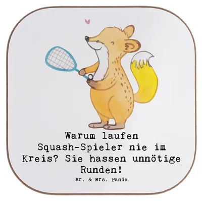Produktbild von Mr. & Mrs. Panda Untersetzer für Gläser Squash Weisheit - Weiß - Geschenk, Sportler Geschenke, Teamsport, gläseruntersetzer, Squash-Spieler, Sportart, Holzuntersetzer