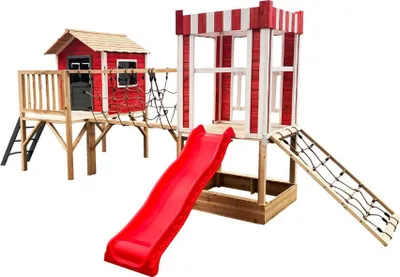 Produktbild von HOME DELUXE - Spielpark WUNDERLAND - Kiefernholz, 555 x 340 x 215 cm, zum Klettern, Rutschen, Buddeln I Kinderpark Outdoor Spielplatz Klettergerüst