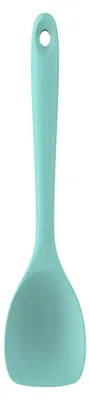 Productafbeelding van Siliconen spatel/kooklepel, hittebestendig tot 315°C, kleur: aquablauw, lengte: 28 cm
