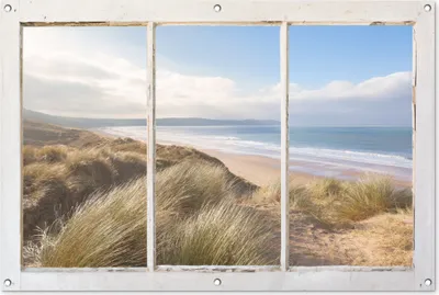 Produktbild von MuchoWow® 120x80 cm Outdoor-Poster Gartendeko Sichtschutz Garten Poster für den Garten  Aussicht - Strand - Meer