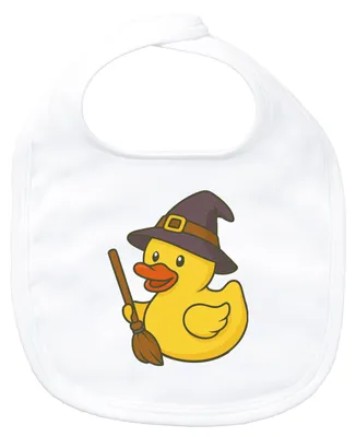 Produktbild von Huuraa Baby Lätzchen Quietscheente Hexe Comic Gummiente White Klettverschluss  Baumwolle Latz Geschenkidee