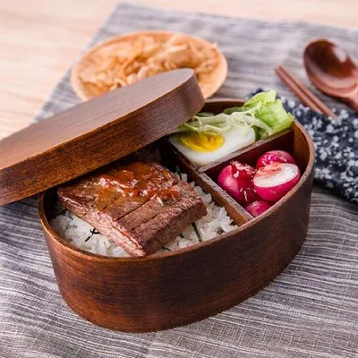 Produktbild von Holz Bento-Lunchbox - Umweltfreundlich - 1 Stück - Eichenholz