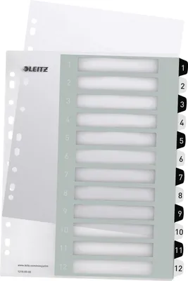 Obrázek produktu pro LEITZ 1216-00-00 LEITZ Kunststoff-Register WOW, Zahlen, A4 Überbreite, 1-12