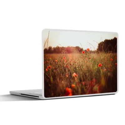 Produktbild von MuchoWow® Laptop Aufkleber Sticker Cover Sonnenuntergang - Blumen - Rot 30x22 cm - Laptop-Sticker