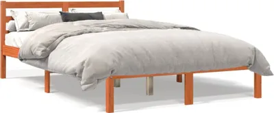 Produktbild von vidaXL Massivholzbett ohne Matratze Wachsbraun 140x200 cm Kiefernholz