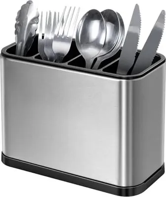 Produktbild von Besteckhalter 4 Teilig für Küche Esszimmer Abtropfschale Besteckkasten für Küchenutensilien Besteckorganizer Caddy Halter Spülbereich Rost und Kratzerfreies Edelstahl Anti-Rutsch